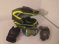Set casca enduro+Ochelari+Manusi+Cagula