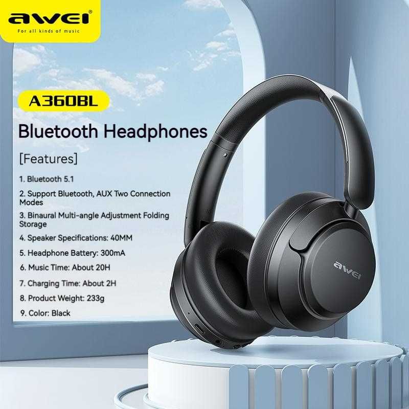 ДОСТАВКА БЕСПЛАТНО!  Awei A360BL - bluetooth Наушники