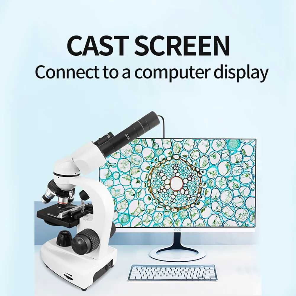 Профессиональный Биологический HD микроскоп + камера + экран