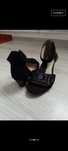 Sandale negre cu toc gros mic de 5 cm