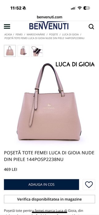 Geanta Benvenuti,bej,piele naturală