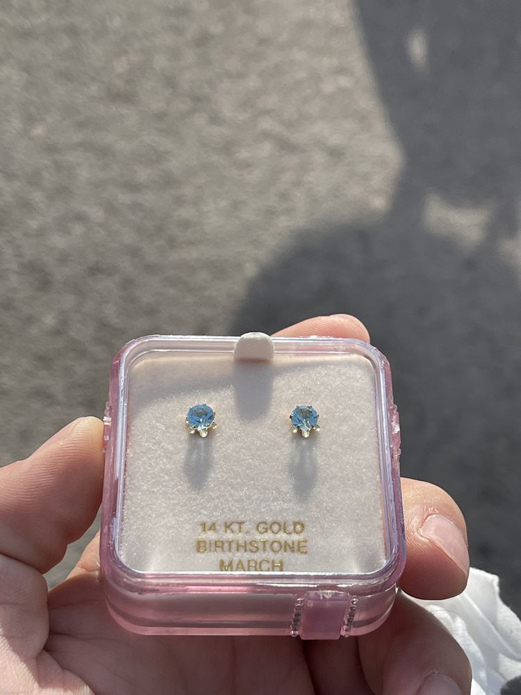 Златни обеци  Birthstone March