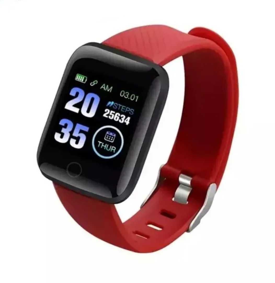 Smartwatch Roșu: Vezi apeluri, mesaje, notificari. Mod sport/sănătate