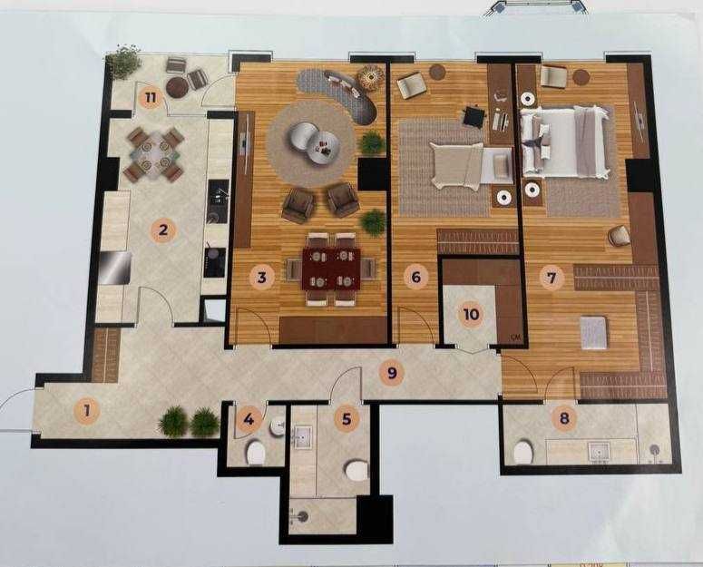 Akay City 3 комнатная 117м2 коробка, кадастр есть, ориентир Дархан
