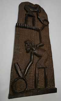 Tablou sculptat, artă africană veche în abanos