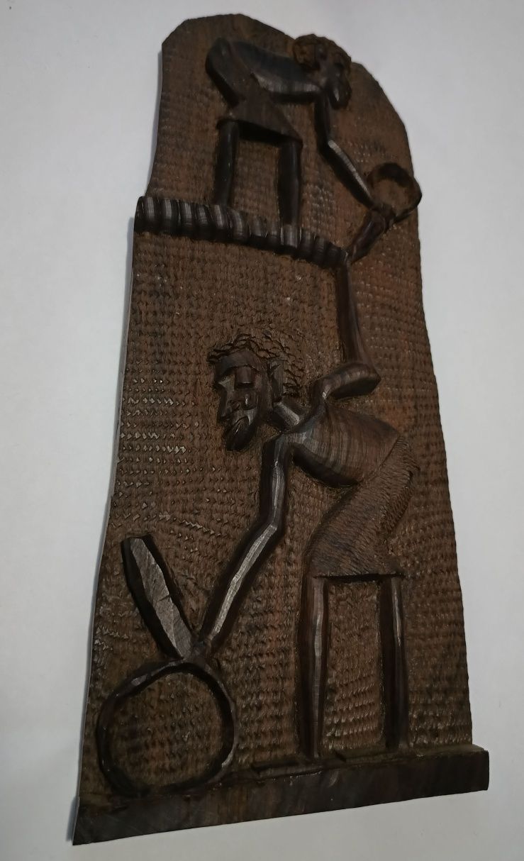 Tablou sculptat, artă africană veche în abanos