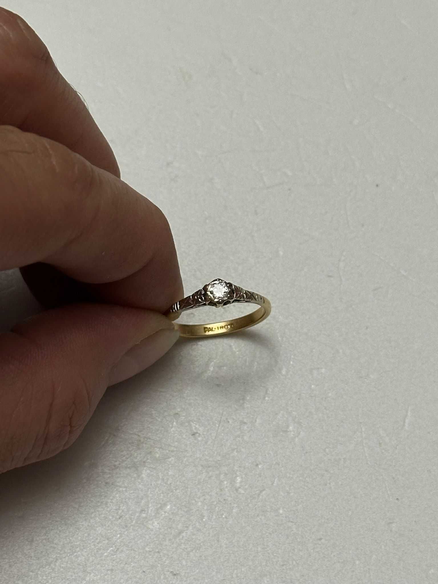 INEL AUR 18K + Platina + 1 Diamant = 0.12ct - Anglia - Vintage !