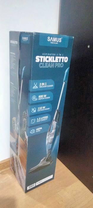 Aspirator Samus 2in1 Stickletto Clean Pro 600W 1.5L Filtru lavabil Hep