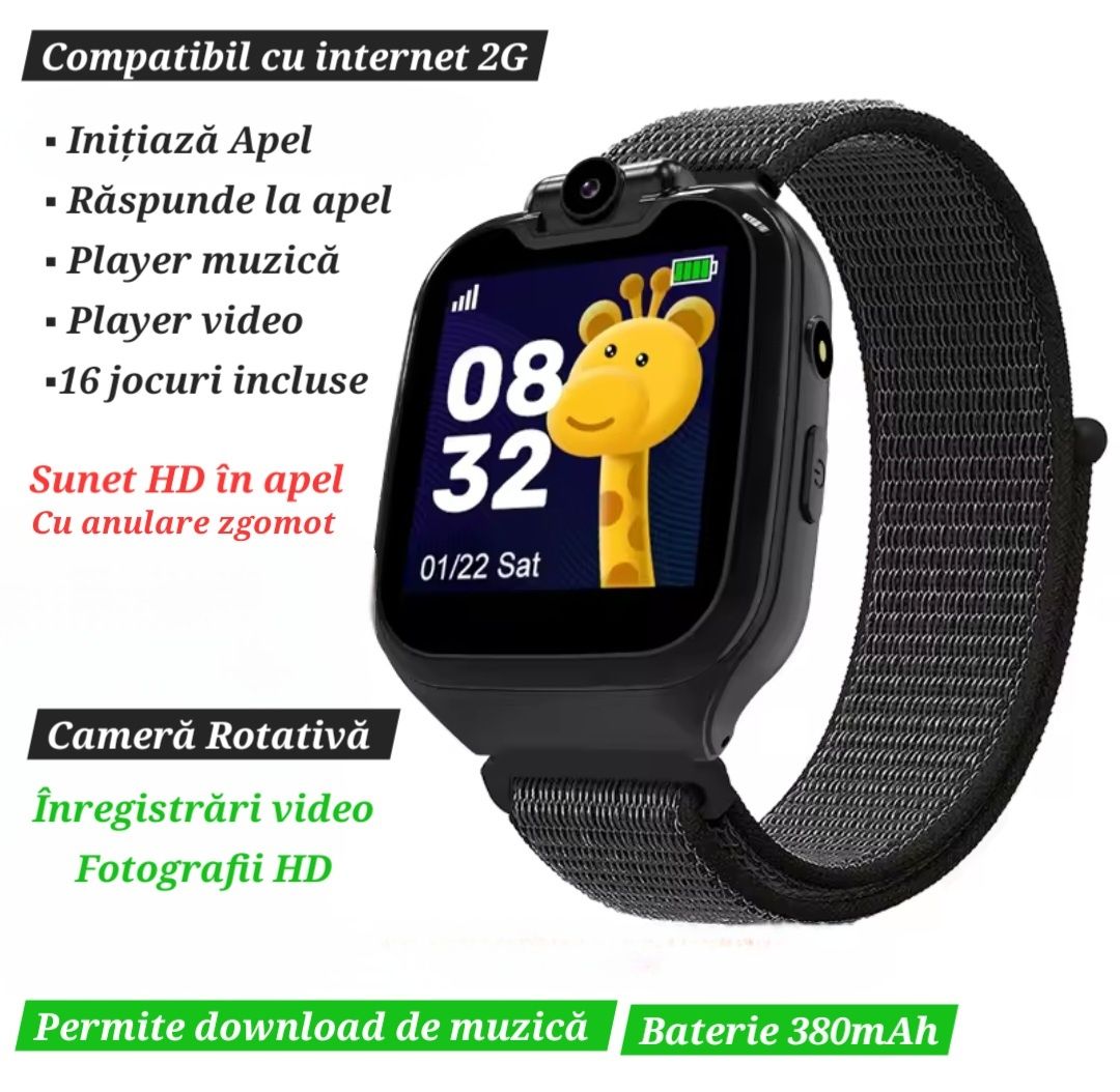 Ceas Smart SIM: card SD inclus. Apel HD/Jocuri/Foto/Video. Download.