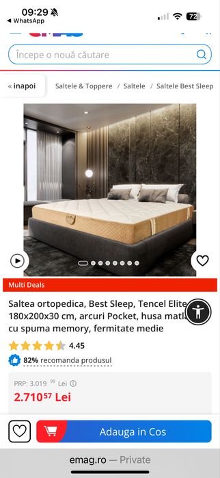 Saltea ortopedica, Best Sleep, spuma de memorie, fermitate medie