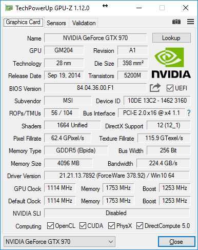 Видеокарта MSI GeForce GTX 970 GAMING 4GB