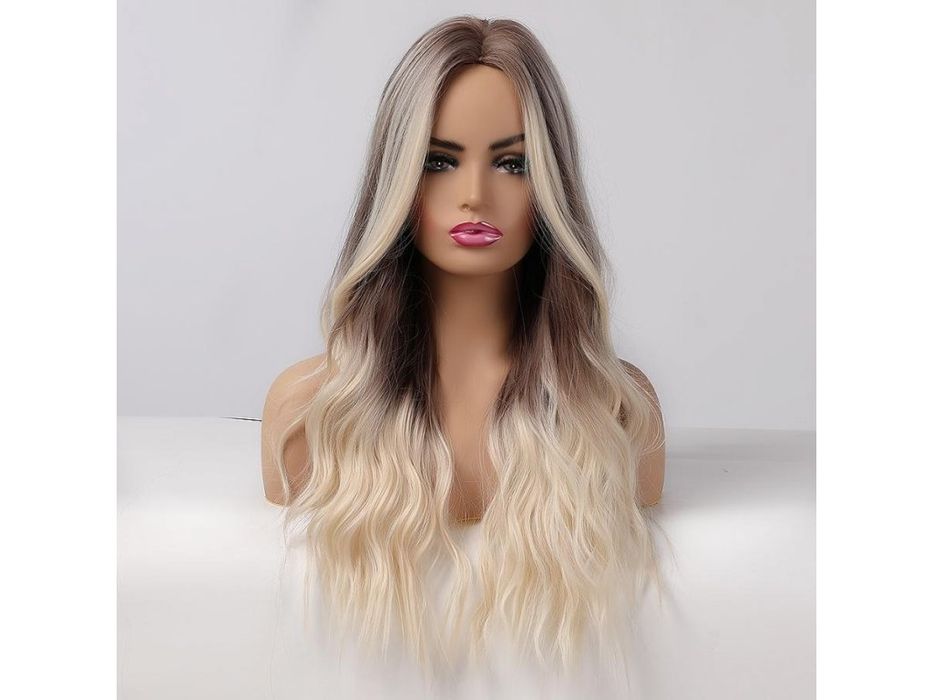 Омбре кафява перука с руси кичури