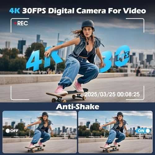 Нова компактна Влог камера 4K 48MP с въртящ екран и зарядна станция