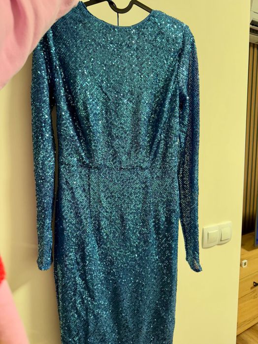 Синя коктейлна рокля