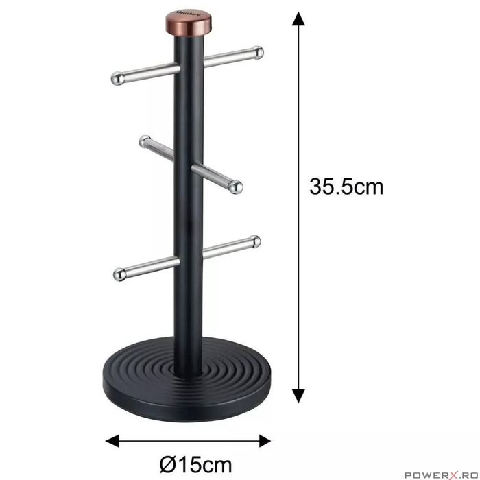 Suport pentru 6 pahare, cesti, negru, Klausberg