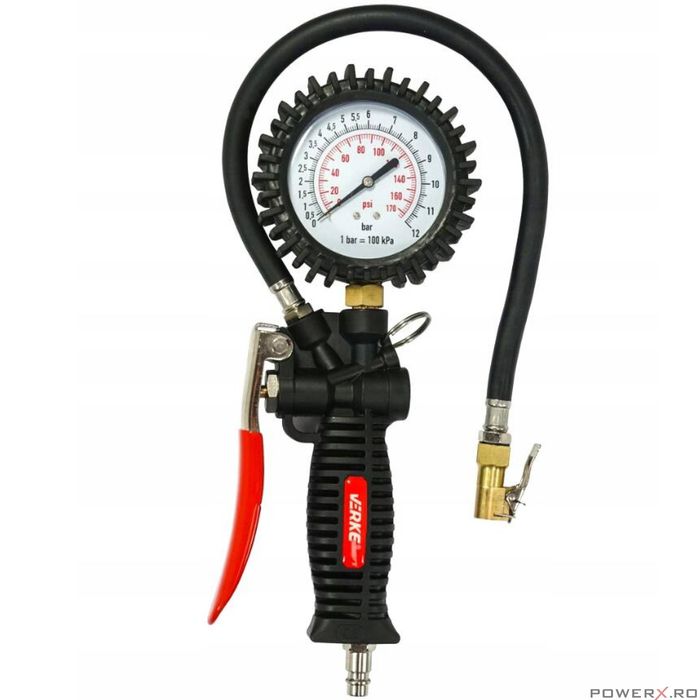 Pistol de umflat roti cu manometru, 0 - 15 bari Verke