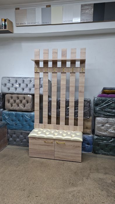 Прихожка. Вешалка. Обувница пуфик для обуви. Банкетка пуфик лофт. Пуф