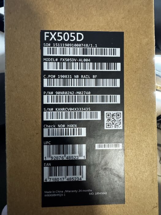 Laptop gaming Asus TUF 505DV - Ryzen 7 3750H - RTX2060 - 16gb Ram