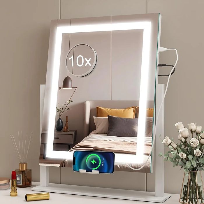 Гримьорско LED  Козметично огледало USB порт за зареждане