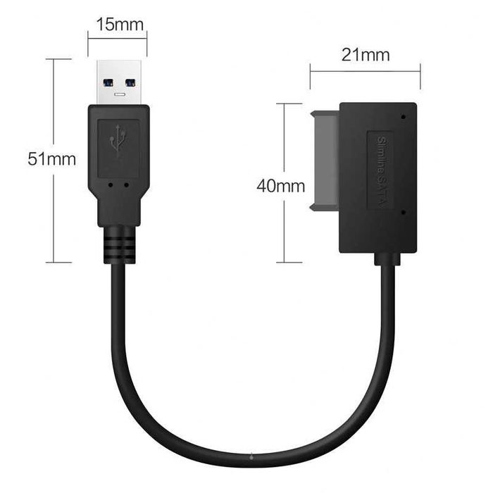 Cablu adaptor SATA 13 pini - USB 2.0 pt unitate optica laptop CD DVD