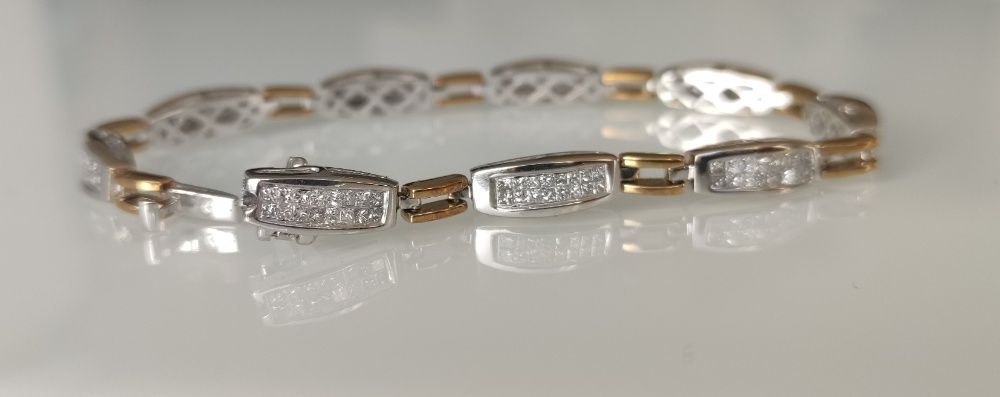 Bratara platina si aur 14k cu diamante 2ct