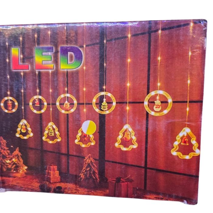 Светещ гирлянд с елхички и топчици