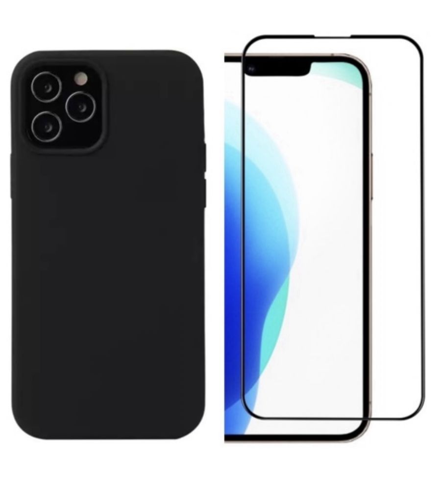 Iphone 11 12 13 PRO MAX Husa Slim Fine Case Silicon + Folie Sticla 9D