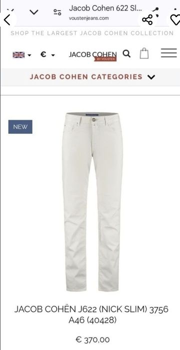 Pantaloni Slim fit Jacob Cohën Style 622, bărbați - W33, Italia