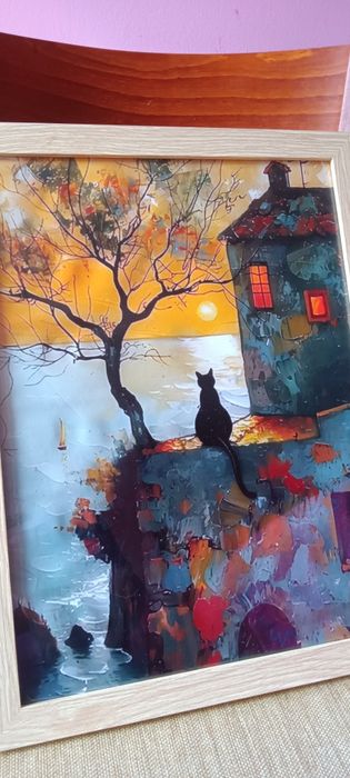 Средиземноморска Прибрежна Сцена-Жива Морска Картина с Балкон,