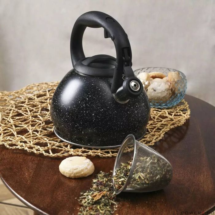 Ceainic din inox, cu sita, negru marmurat,1.2l, Kinghoff