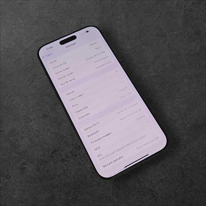 [7220] Apple Iphone 16 ProMax 256GB 100% / Amanet Tulcea