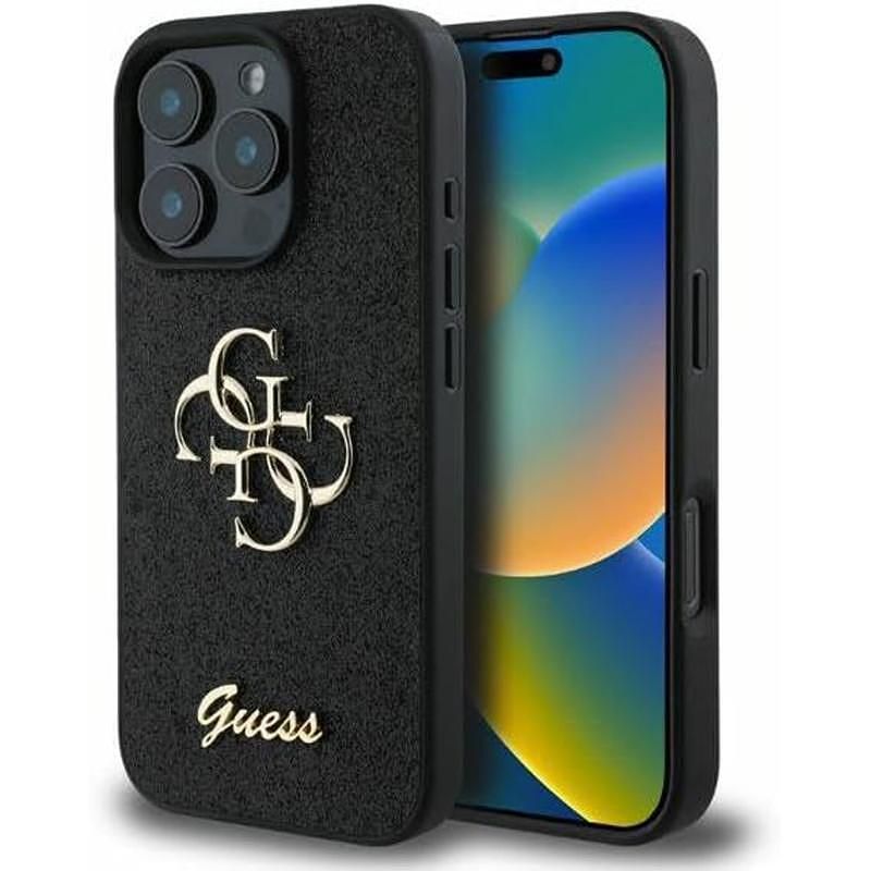 Guess glitter fixed big 4g – iphone 16 pro max – черен