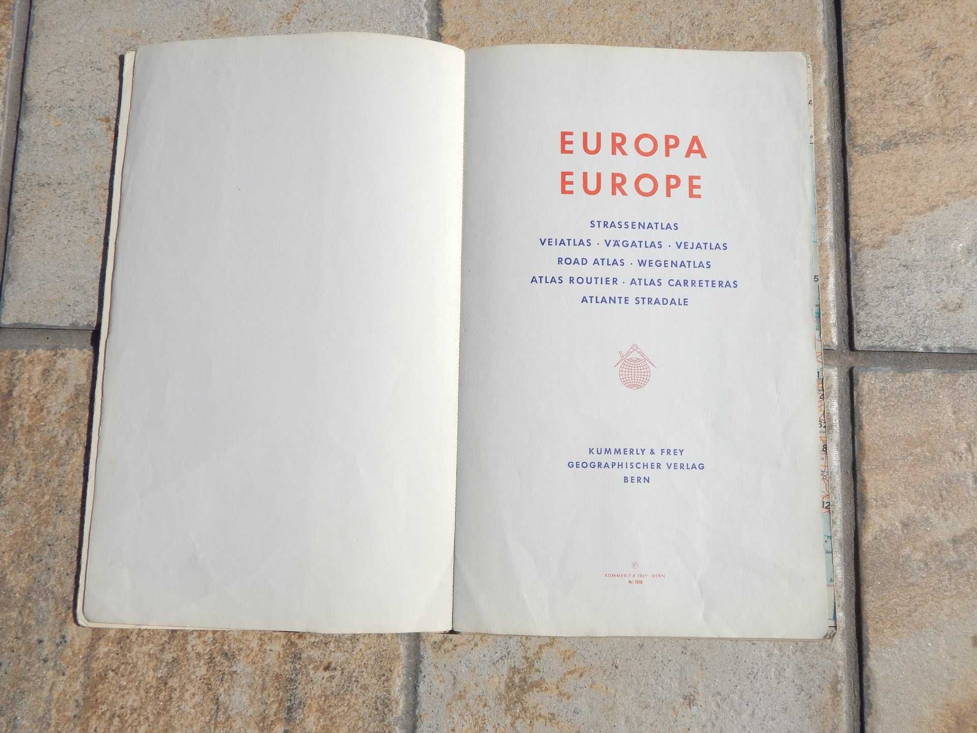Harta Europei atlas rutier anii 1960 Kummerly & Frey Berna Elvetia
