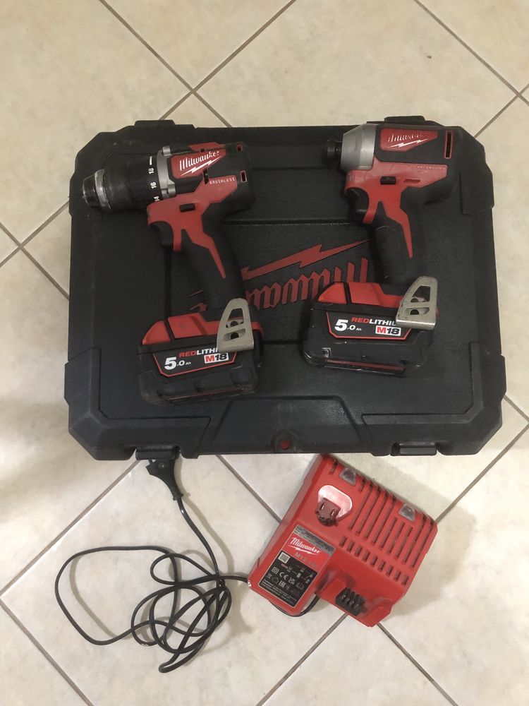 Set trusa 2 Milwaukee M18 CBLDD si CBLID cu 5ah Fab 2023