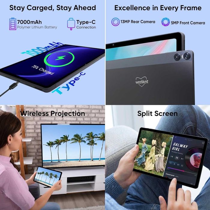 Tableta 2K Tablete Android 13  6GB+128GB 7000mAh, BT5.0, GPS