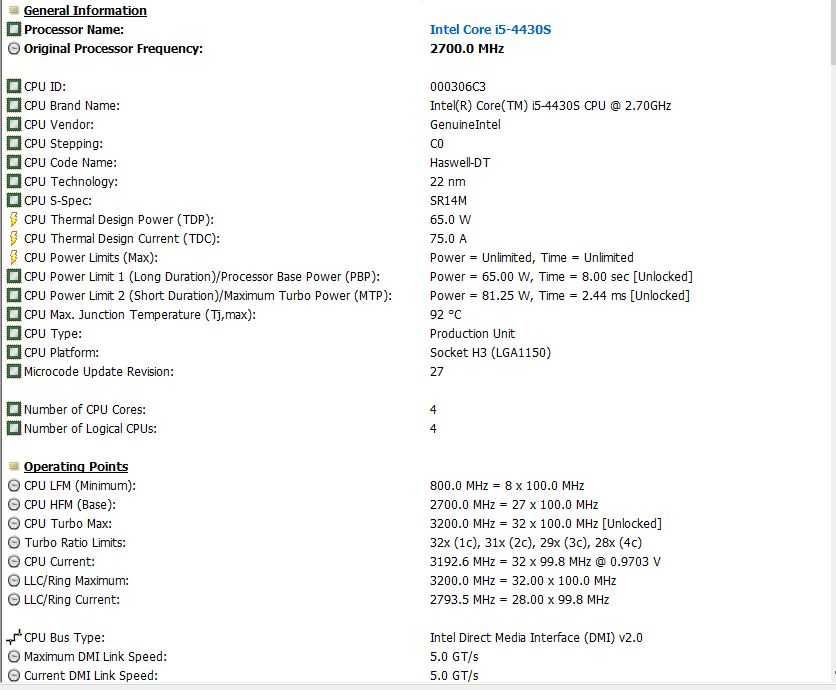 Procesor Intel Core i5-4430S,2,70Ghz Turbo 3,20Ghz,Socket 1150 Gen4