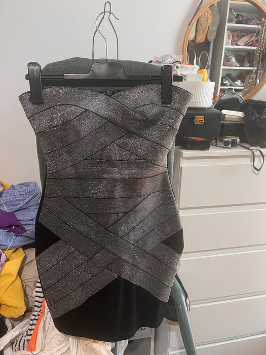 Rochie bandage S negru cu argintiu
