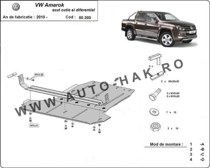 Scut metalic cutie de viteze si diferential VW Amarok 2010-prezent