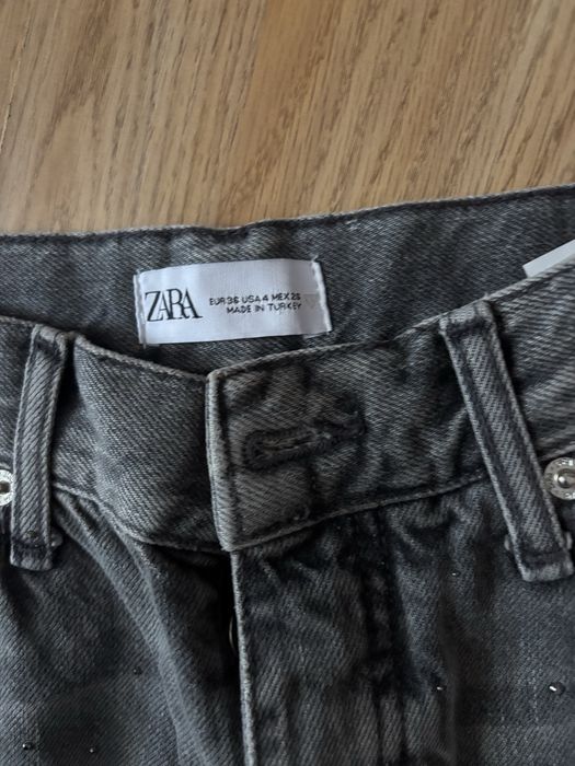 ZARA сиви дънки с камъни блестящи