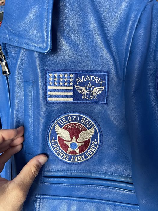 Мъжко Синьо Кожено Яке Aviatrix Пилотско Естествена Кожа Nike Jordan