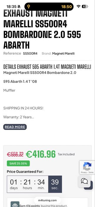 Evacuare Abarth 595 magneti marelli ss500r4