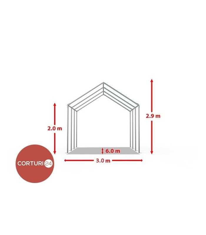 Cort Evenimente Economy, Pvc Rosu-Alb, 3x6 m - Corturi24