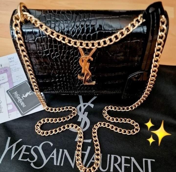 Geanta Ysl croco,new collection, France,saculet,etichetă