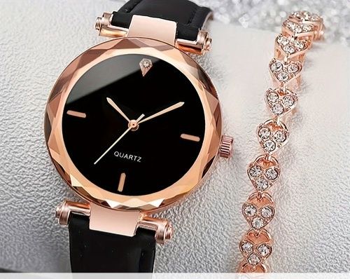 Set ceas Quartz și brățară tip Diamante. Clasic, feminin, elegant.