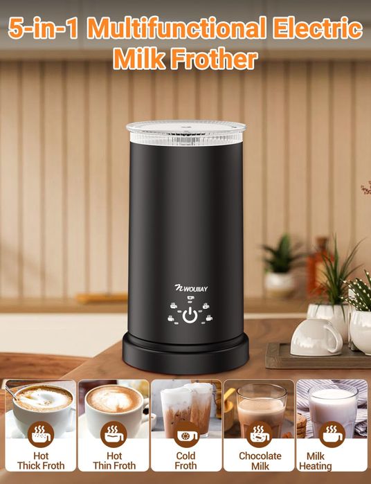 Aparat de spumant lapte electric 5 în 1, 600 W, spumator automat