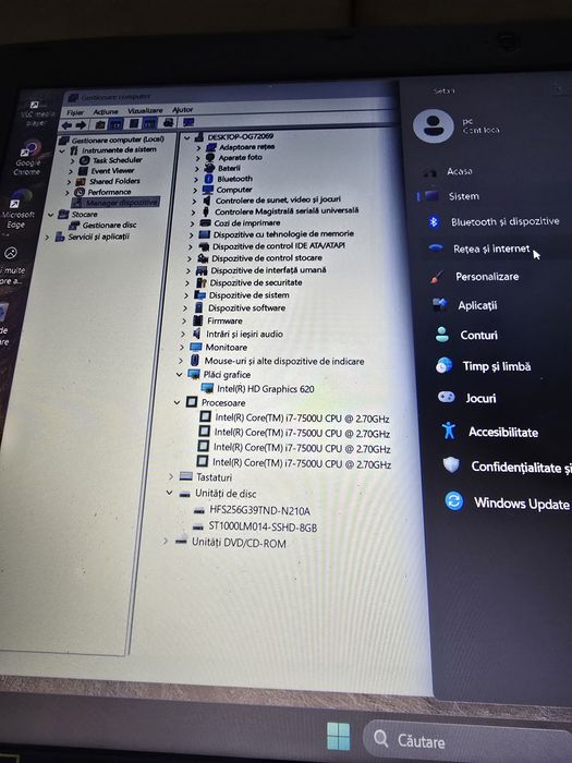 Laptop Acer E5 576, i7-7500, ram 16gb, ssd 256gb si hard 1tb, bat 2 or