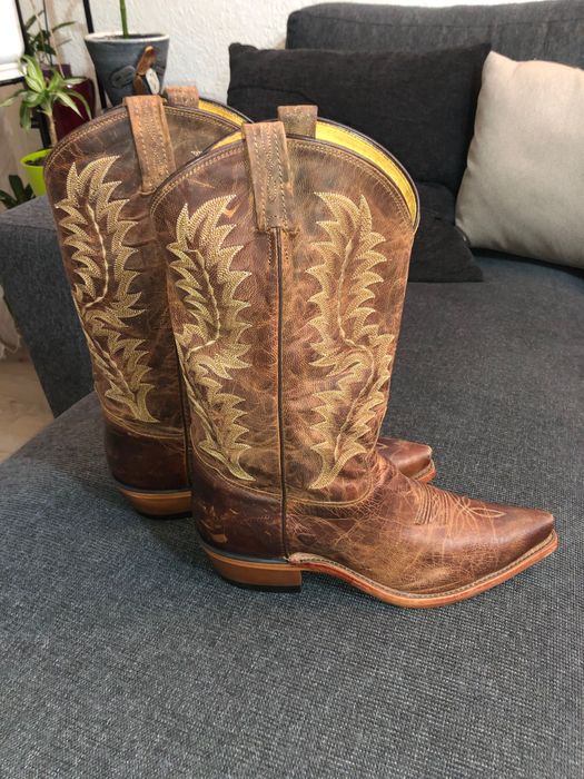 Чифт мъжки каубойски ботуши от естествена кожа ръчно изработени