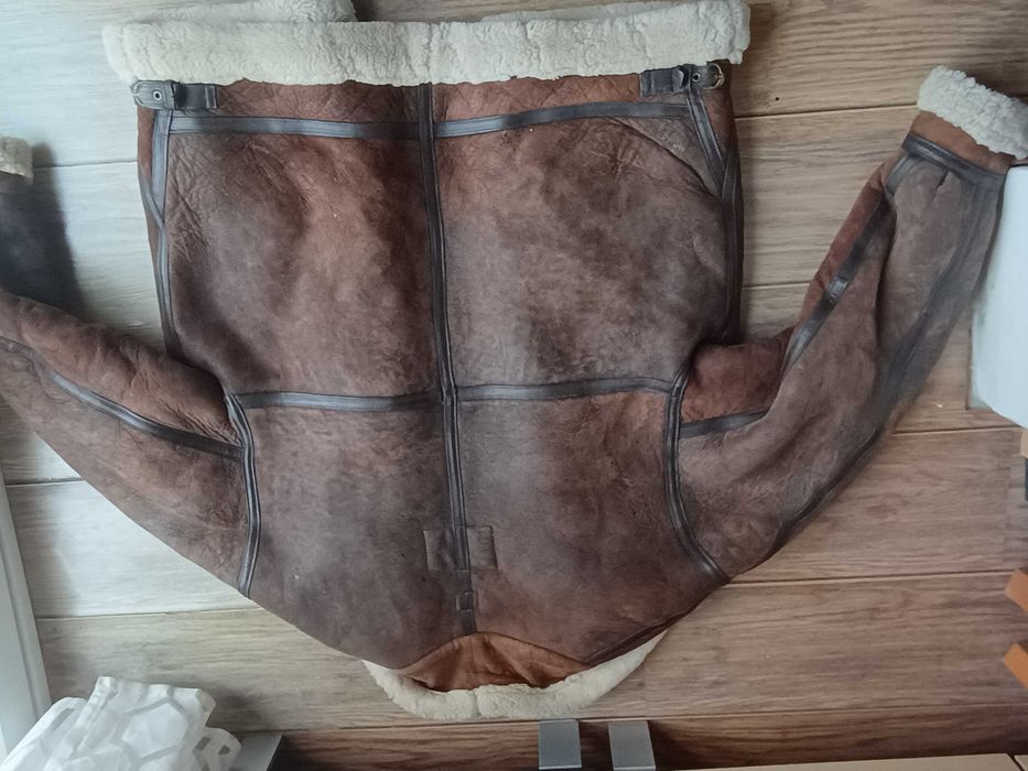 Пилотско Кожено Яке Кожух B3 100% Обърната Агнешка Кожа