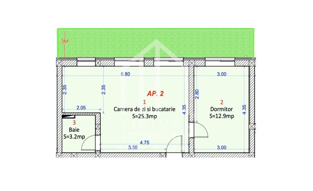 Apartament cu 2 camere, 41mp utili, gradina 25mp, parcare, Selimbar