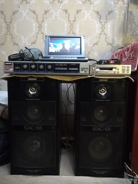Колонки. Усилитель Вега. Приставка SONY-TX313. МП3. DVD. Наушники.